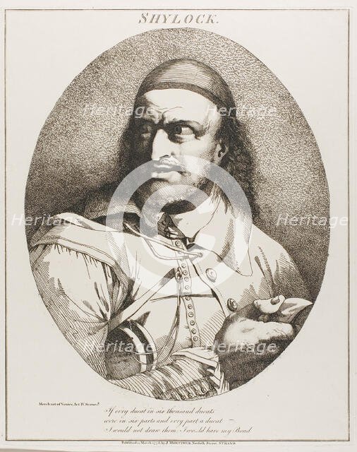 Shylock, originally published March 15, 1776, published 1809. Creator: John Hamilton Mortimer.
