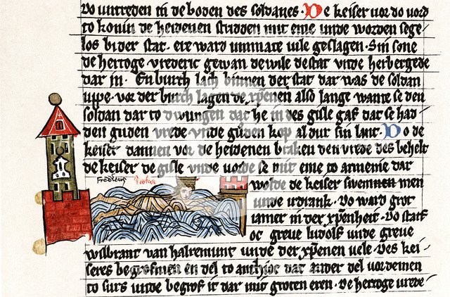 Death of Frederick I Barbarossa, 1190 (2nd half of 13th century). Artist: Unknown