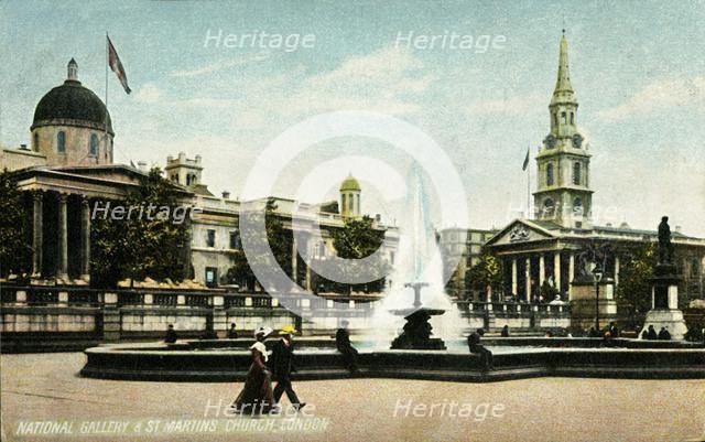 'National Gallery & St Martins Church London', late 19th-early 20th century.  Creator: Unknown.