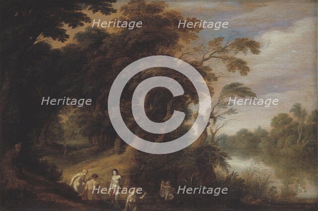 Wooded Landscape with Bathing Nymps, 1633-1636. Creators: Alexander Keirincx, Cornelis van Poelenburch.