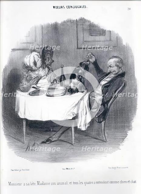 Moeurs Conjugales. Monsieur a sa bête, Madame son animal..., 19th century.  Creator: Honore Daumier.