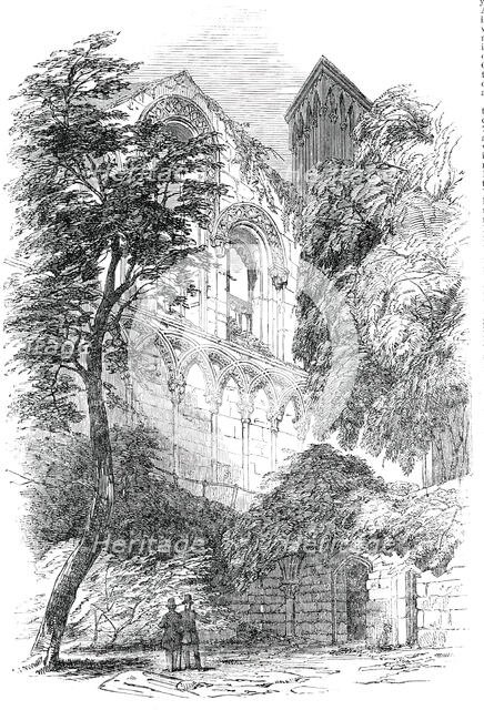 Glastonbury Abbey - interior of St. Joseph's Chapel, from the Crypt, 1850. Creator: Unknown.