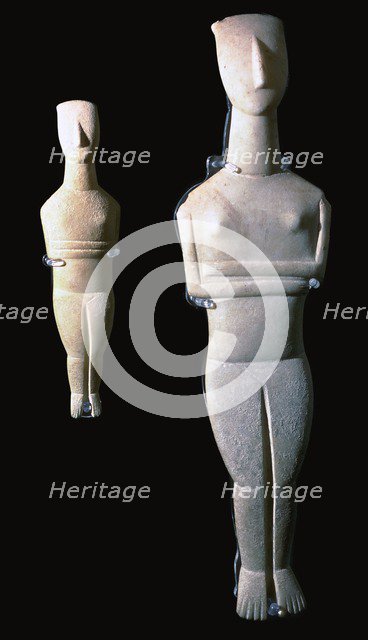 Cycladic figures, 25th century BC. Artist: Unknown