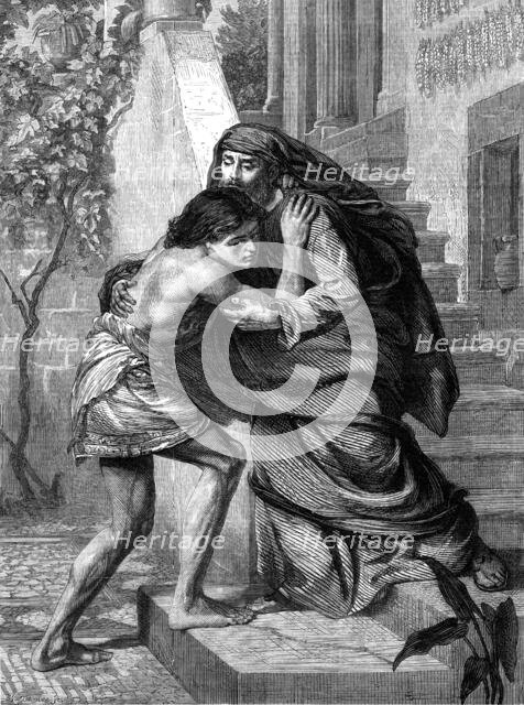 "The Prodigal's Return," by E. J. Poynter, A.R.A., in the Exhibition of the Royal Academy, 1869. Creator: W Thomas.