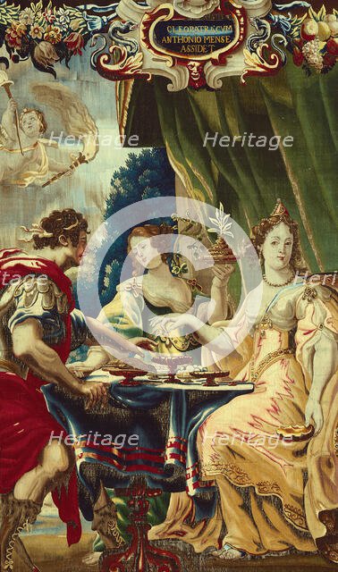 Cleopatra and Antony Enjoying Supper, from The Story of Caesar and Cleopatra, Brussels, c. 1680. Creator: Gerard Peemans.