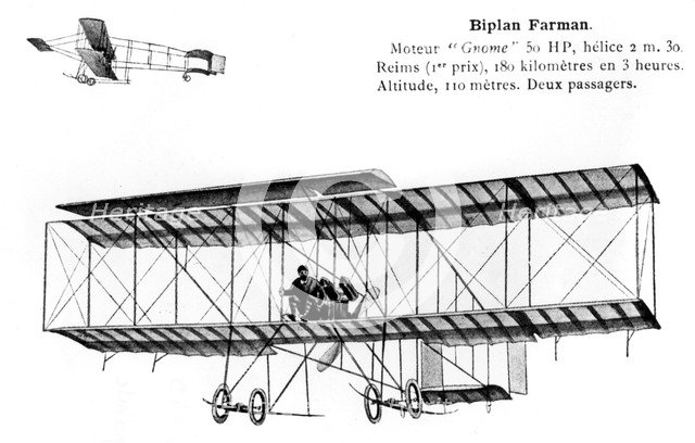 Farman biplane, 20th century. Artist: Unknown
