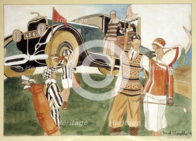 Fashion and Motoring, 1920. Artist: Noel Vargetta