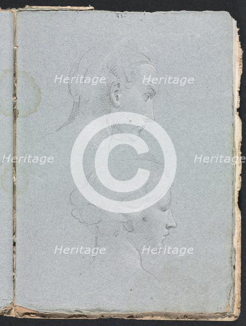 Verona Sketchbook: Two heads (page 85), 1760. Creator: Francesco Lorenzi (Italian, 1723-1787).