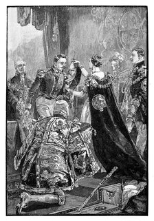 The Queen investing the Emperor of the French with the Order of the Garter, 1855, (1888). Artist: Unknown