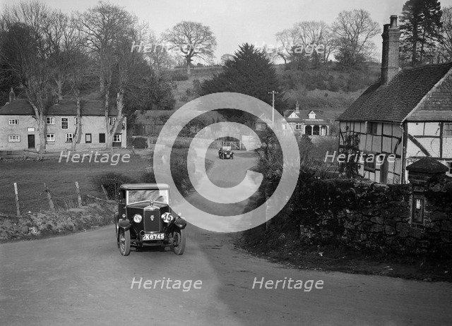 1929 1089 cc Riley competing in the JCC Inter-Centre Rally, Sutton, Surrey, 1932. Artist: Bill Brunell.