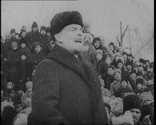 Russian Chairman of the Council of People's Commissars Vladimir Lenin Giving a Speech During...,1920 Creator: British Pathe Ltd.