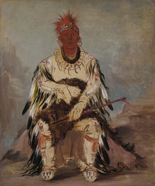 No-wáy-ke-súg-gah, He Who Strikes Two at Once, a Brave, 1832. Creator: George Catlin.