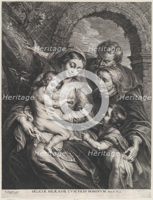 The Holy Family with Saint Elizabeth and the infant Saint John the Baptist, holding..., ca. 1600-59. Creator: Boetius Adams Bolswert.