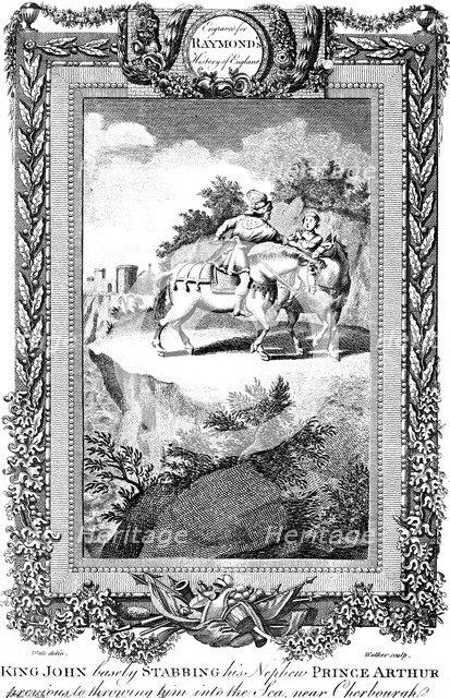 King John (1167-1216) stabbing his nephew Prince Arthur, 19th century.Artist: Walker