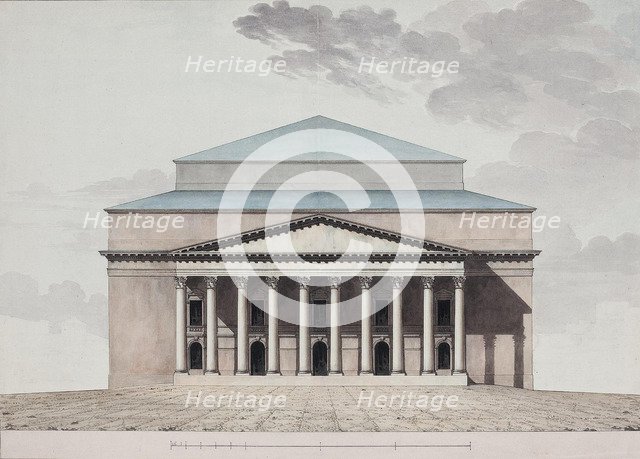 Facade of the Saint Petersburg Imperial Bolshoi Kamenny Theatre, 1803-1804. Artist: Thomas de Thomon, Jean François (1754-1813)