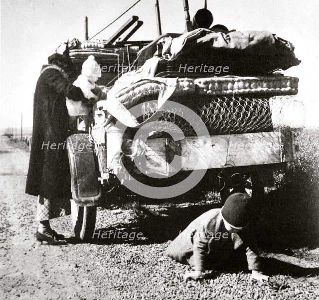 Example of the way that 'Okies' travelled west, 1937. Artist: Unknown