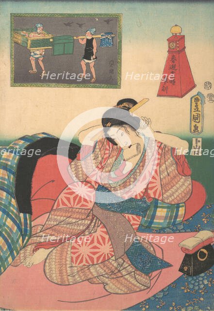 Twelve Hours of Spring Pleasures: Hour of the Dragon, 19th century., 19th century. Creator: Utagawa Kunisada.