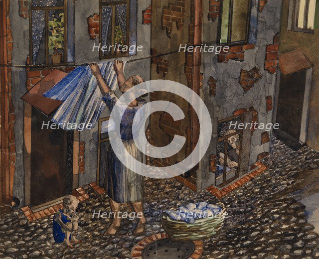 Old Courtyard, 1930. Artist: Evgrafov, Nikolay Ivanovich (1904-1941)