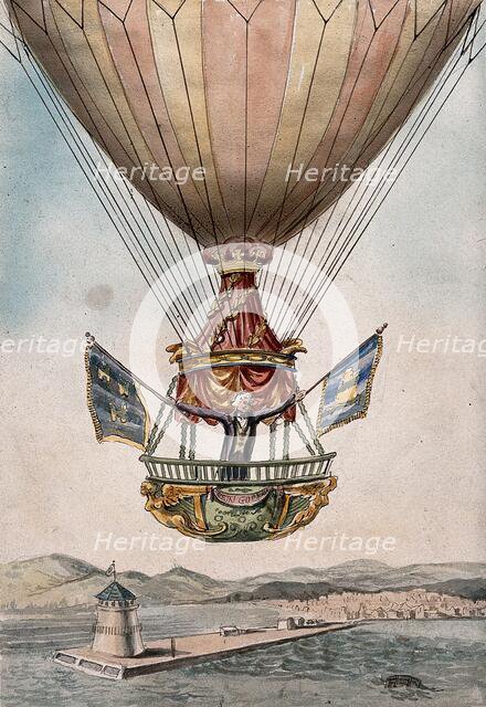 James Sadler setting off on the proposed first crossing of the Irish Sea from Dublin by..., 1812. Creator: Unknown.