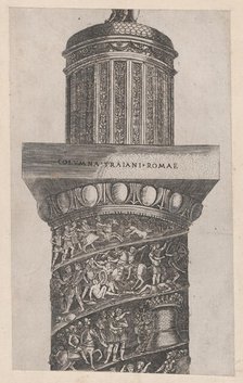 Speculum Romanae Magnificentiae: The upper portion of Trajan's Column, showing ara..., 16th century. Creator: Master GA.
