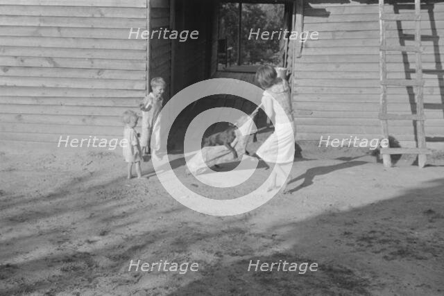 Burroughs children playing in the yard, Hale County, Alabama, 1936. Creator: Walker Evans.