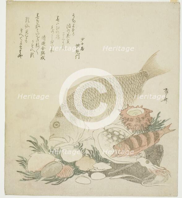 Fish and shells, 1821. Creator: Shinsai.