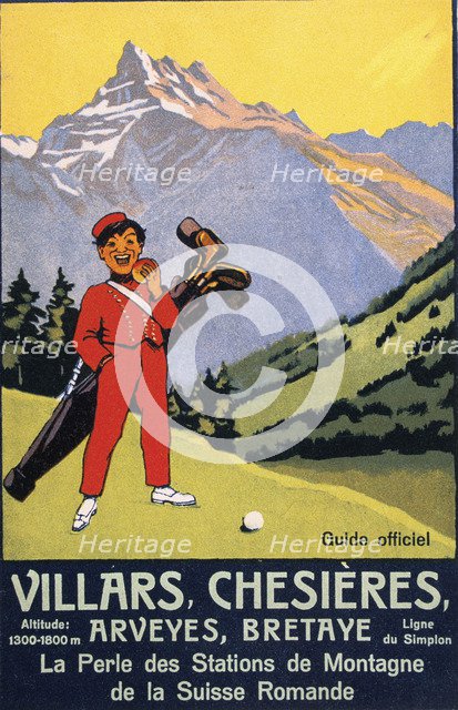 Railway poster advertising golfing holidays, Swiss, c1920s-c1930s. Artist: Unknown