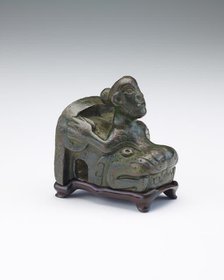 Linchpin on the form of a figure and dragon head, Han dynasty, 122-125. Creator: Unknown.