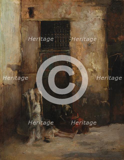 Beggars by a Door, 1870. Creator: Mariano Fortuny y Carbó (Spanish, 1838-1874).