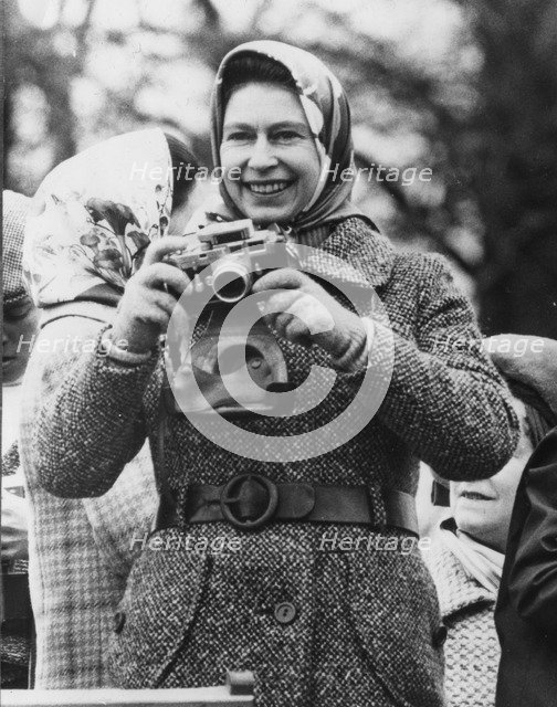 Queen Elizabeth II (b1926) at the three-day Badminton Horse Trials, c1960s. Artist: Unknown