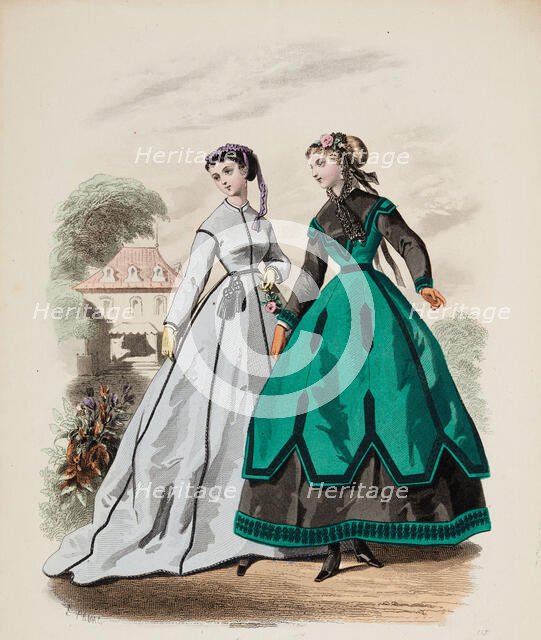 Fashion Plate - Petit Courrier des Dames 'Modes de Paris', 1866-67. Creator: Gilquin fils.