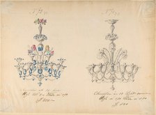 One of Twenty-Three Sheets of Drawings of Glassware (Mirrors, Chandeliers, Goblets, etc.), 1850-80. Creator: Compagnia di Venezia & Murano.
