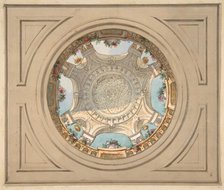 Design for a ceiling with trompe l'oeil balustrade, second half 19th century. Creators: Jules-Edmond-Charles Lachaise, Eugène-Pierre Gourdet.