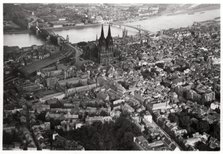 Aerial view of Cologne, North Rhine-Westphalia, Germany, from a Zeppelin, c1931 (1933). Artist: Unknown