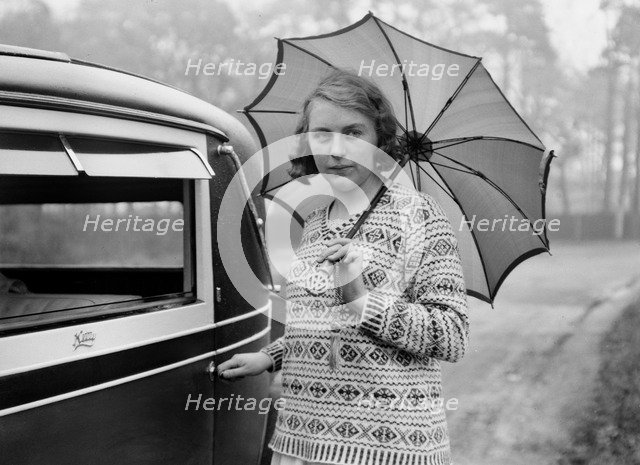 Kitty Brunell, winner of Class 2 at the 1933 RAC Rally. Artist: Bill Brunell.