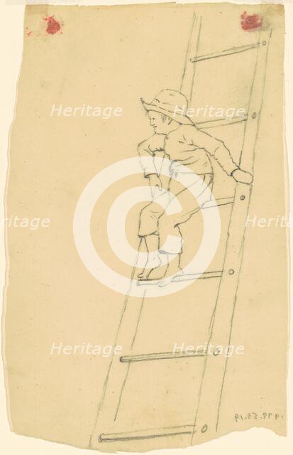 Boy on a Ladder, c. 1840-1850. Creator: James Goodwyn Clonney.