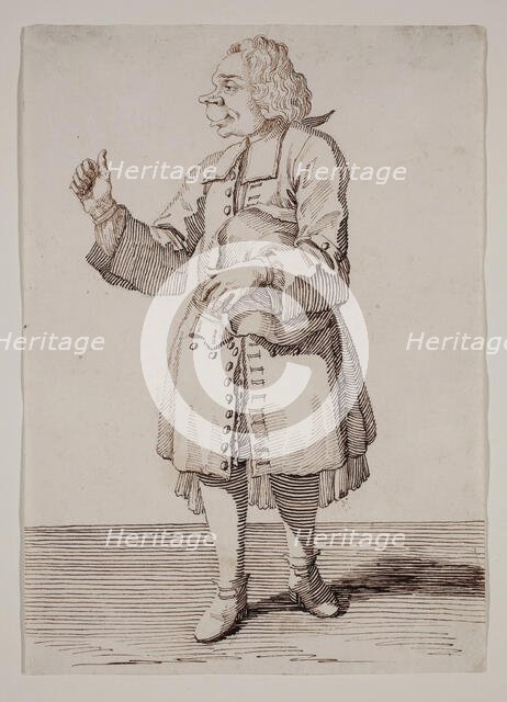 A Caricature of a Man Holding His Hat Under His Left Arm, between 1674 and 1755. Creator: Pier Leone Ghezzi.