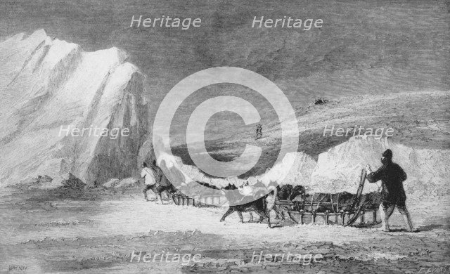 'M'cLintock's Search Party Finding One of Franlin's Cairns at Cape Herschel', c1859, (1928). Artist: Unknown.