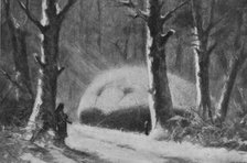 'La "Saucisse"; Garde de nuit d'une saucisse abritee dans un bois', 1916. Creator: Marodon.