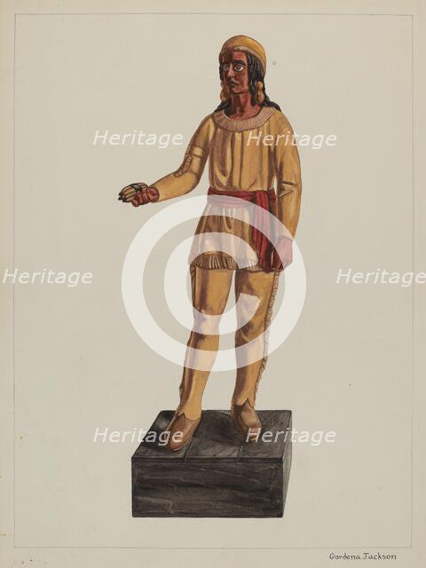 Cigar Store Indian, c. 1937. Creator: Gordena Jackson.