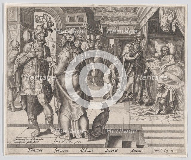 Jonadab Counselling Amnon, from The Story of Tamar and Amnon, plate 1, 1559., 1559. Creator: Philip Galle.