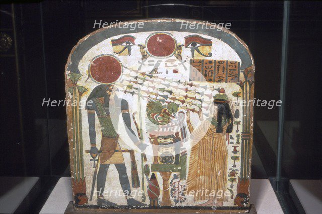 Stele with Ra as Hawk, Sun symbol and Eyes, on Stele of Lady Taperet, c850BC-690 BC. Artist: Unknown.