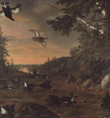Black Cocks at Ground, 1675. Creator: David Klocker Ehrenstrahl.