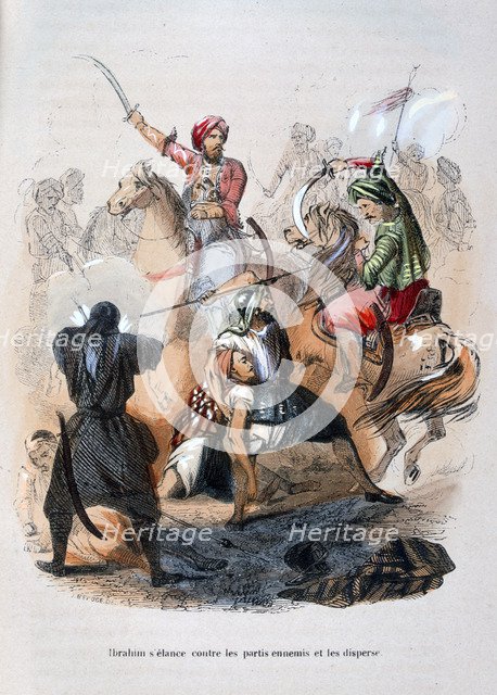 Ibrahim Pasha fighting the Wahabis, Saudi Arabia, 1811-1818 (1847). Artist: Jean Adolphe Beauce
