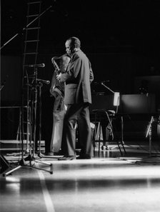 Buddy Tate and Woody Herman, Capital Jazz, Royal Festival Hall, London, July 1985.  Artist: Brian O'Connor.