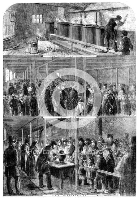 The Cotton Famine: the Society of Friends' soup-kitchen...Lower Moseley-street, Manchester, 1862. Creator: Unknown.