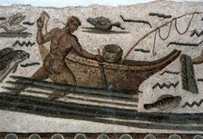Roman mosaic of a fishing boat, 2nd century. Artist: Unknown