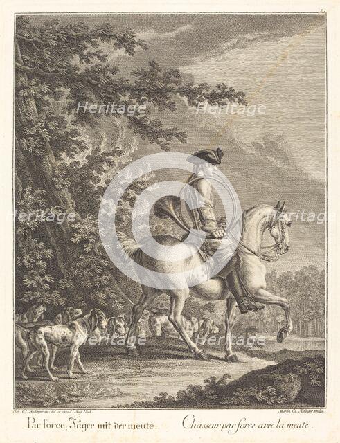 Huntsman with a Pack of Hounds. Creator: Johann Elias Ridinger.