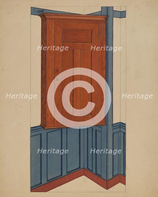 Shaker Small Corner Cupboard, c. 1937. Creator: Lon Cronk.