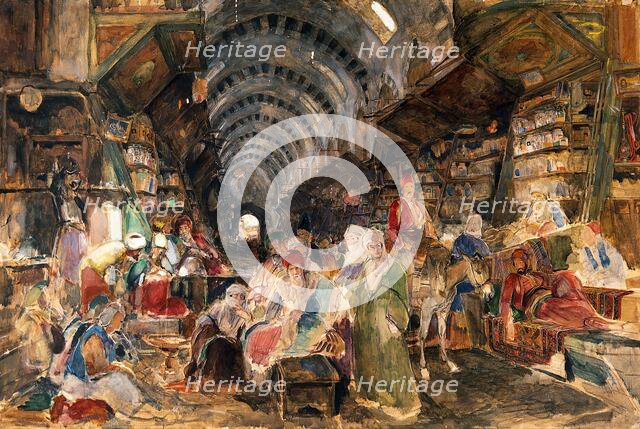 The Egyptian or drug bazaar at Constantinople, 1830-1870. Creator: John Frederick Lewis.